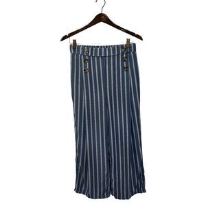 Appraisal Striped Wide Leg Cropped Pull On Pants